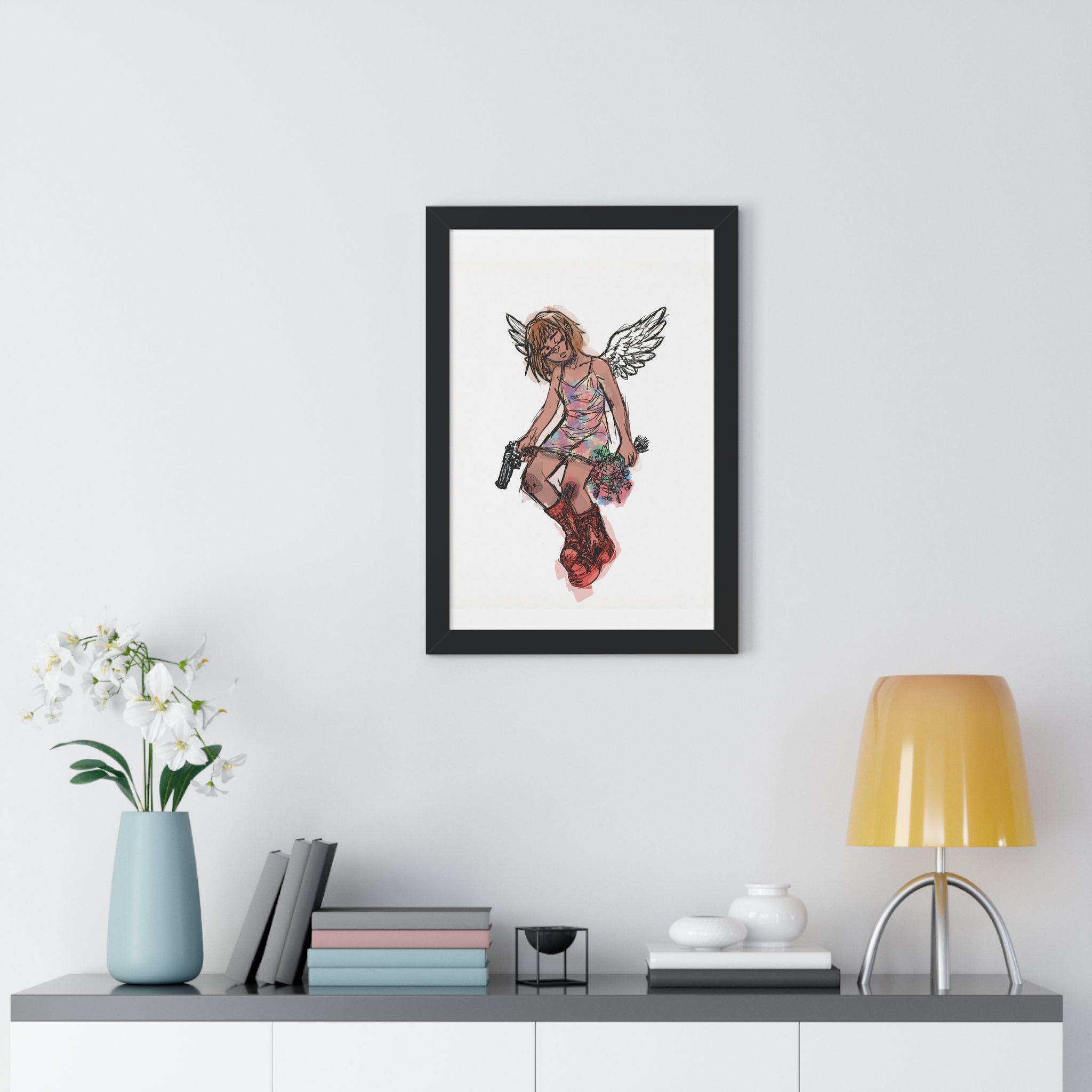 Tired Fighter Framed Vertical Poster